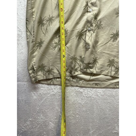 Las Vegas Palm Trees short sleeve button up MENS M Khaki Beige Retro - Picture 6 of 13